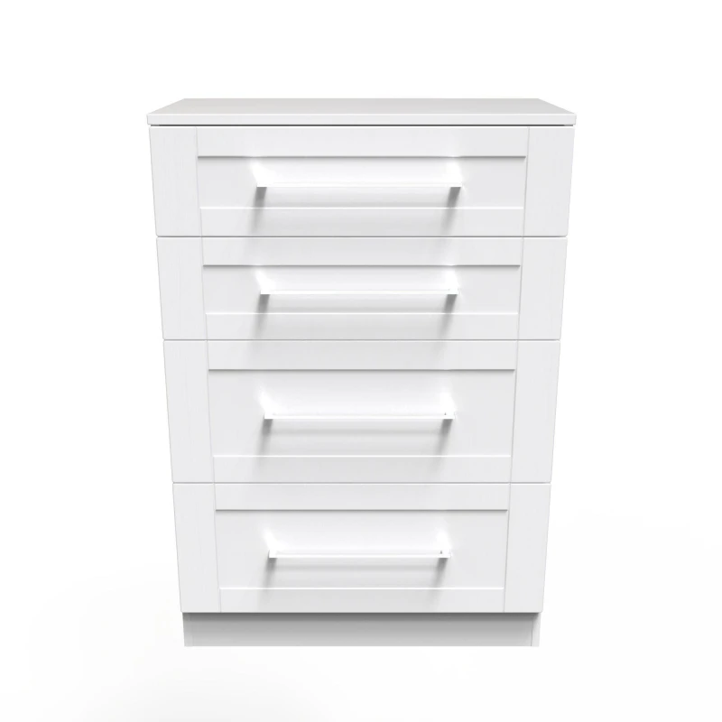 Image of Ripon 4 Drawer Deep Chest In White Ash (Ready Assembled)