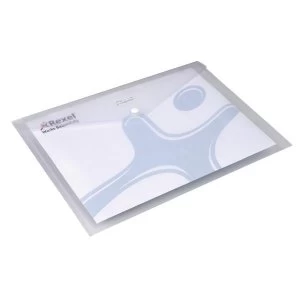 Image of Rexel Ice A4 Popper Wallet Landscape Clear - 1 x Pack of 5 Wallets