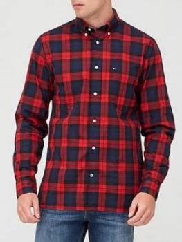 Image of Tommy Hilfiger Flex Black Watch Check Shirt - Black/Red
