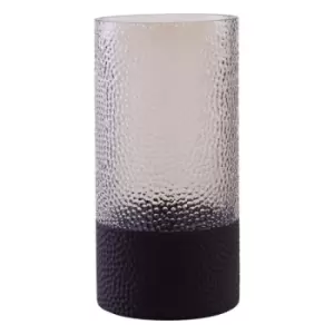 Image of Olivia's Cova Embossed Glass Vase Smoked And Black / Large