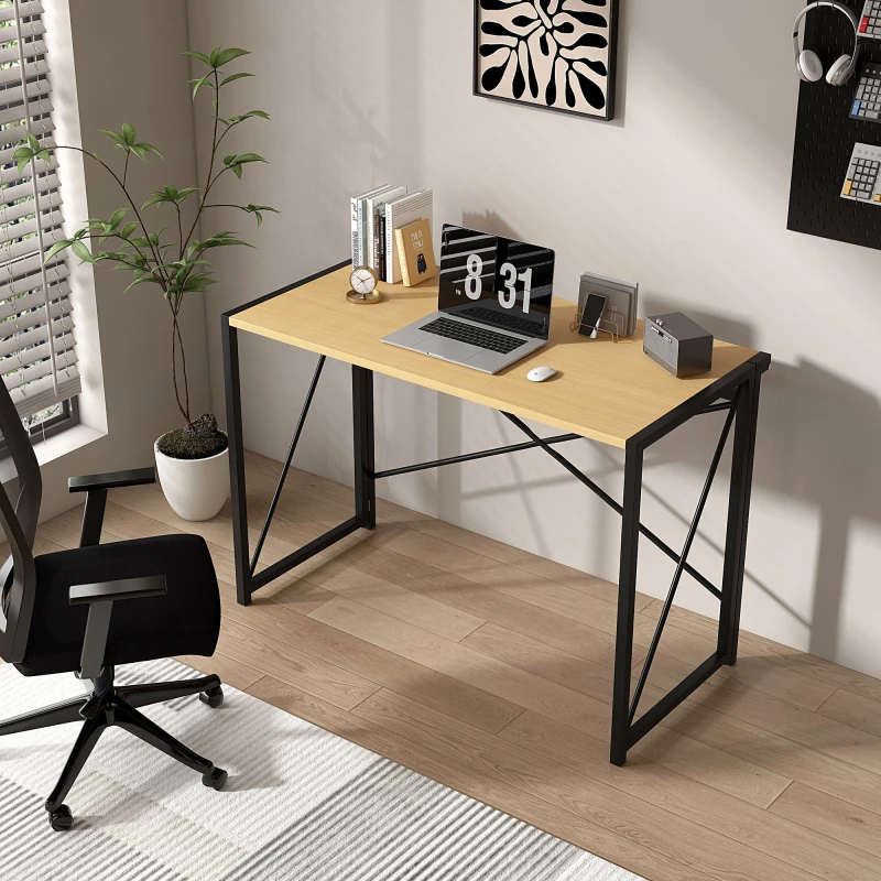 Image of MCC Direct No Assembly Folding Computer Desk 80cm - Miami Natural