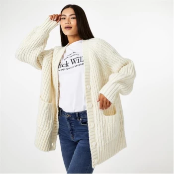 Image of Jack Wills Wool Blend Oversized Knitted Cardigan - Vintage Wht