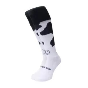 Image of Wacky Sox Cow Print Football/Rugby Socks Snr - White