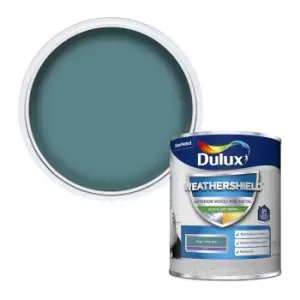 Image of Dulux Weathershield Exterior Quick Dry Teal Voyage Satin Paint 750ml