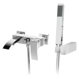 Image of Chrome Wall Mounted Bath Shower Mixer Tap - Wave