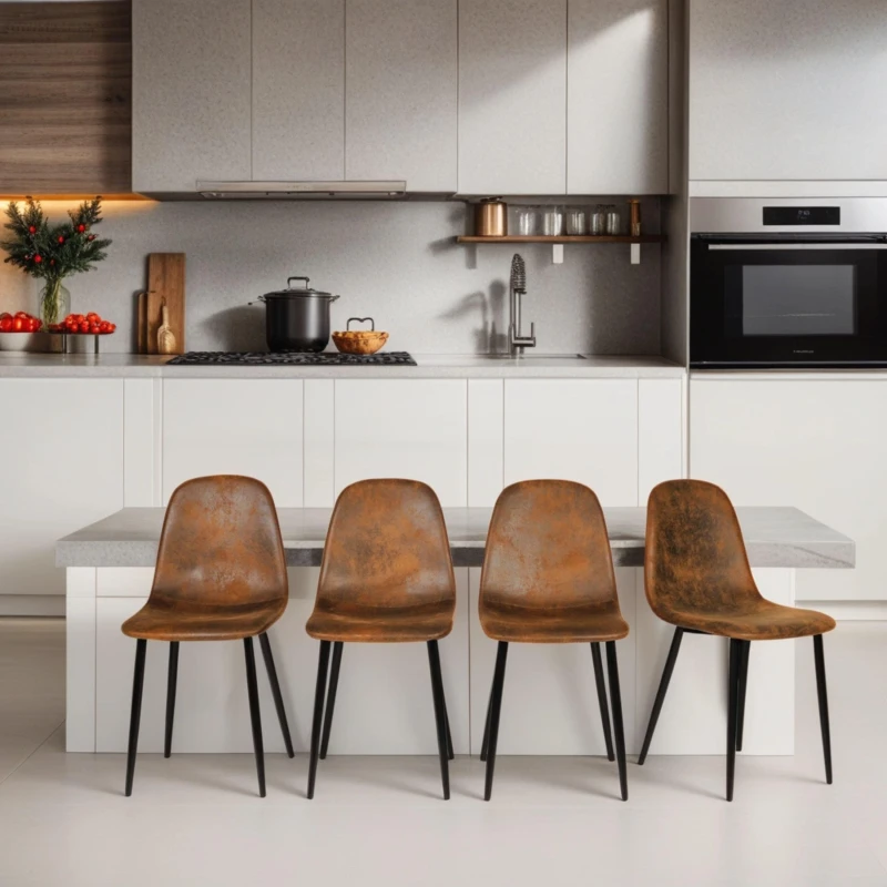 Image of Urban Meuble Set of 4 Industrial Vintage Dining Chair Brown unisex One Size