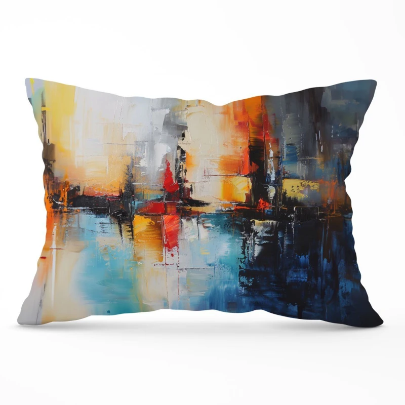 Image of Warren Reed - Designer Reflective Splendour: City In Abstract Cushions Size: 33cm x 48cm Multicolor Unisex 33cm x 48 cm