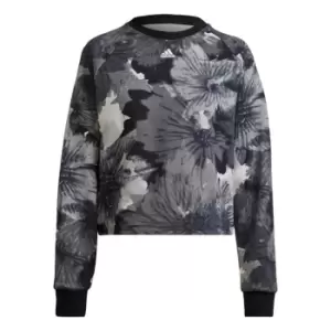 Image of adidas Allover Print Sweatshirt Womens - Black / Multicolor / White