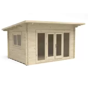 Image of Melbury 4.0m x 3.0m Log Cabin Single Glazed 24kg Polyester Felt, No Underlay