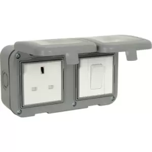 Image of Unbranded BG IP55 Socket With Switch 1 Gang 13A + 1 Gang Switch