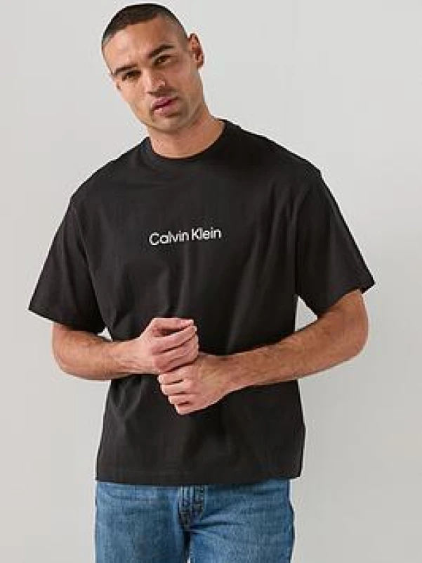 Image of Calvin Klein Relaxed Fit T-Shirt with Short Sleeves Black Men S;M;L;XL