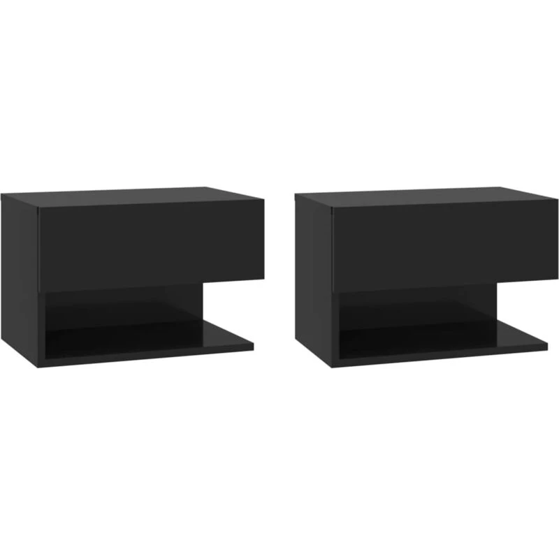 Image of VIDAXL Wall-mounted Bedside Cabinets 2 pcs Black vidaXL 8720286963999