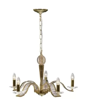 Image of Niobe Ceiling Pendant Chandelier 5 Light French Gold, Crystal
