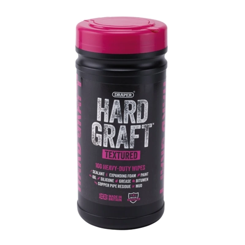 Image of Draper Hard Graft Multipurpose Textured Wipes (Tub of 100) 12435