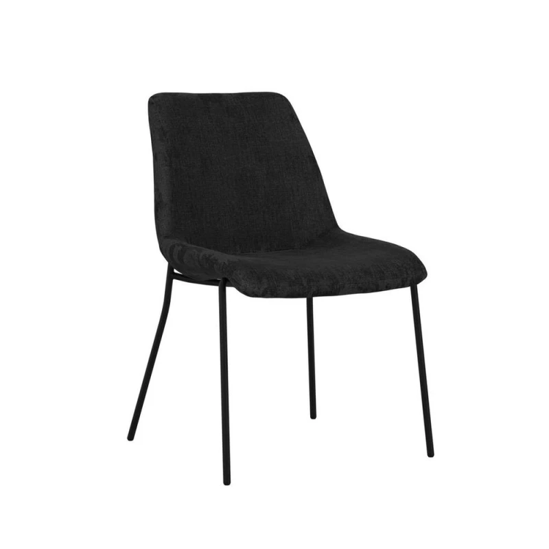 Image of Lemon Pavilion Furniture Carlo Dining Chair (Pack of 2) - Textured Velvet/Metal - Black Unisex