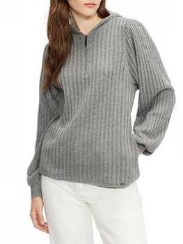 Image of Ted Baker Shaney Ribbed Lounge Hoodie - Grey, Size 4=14, Women