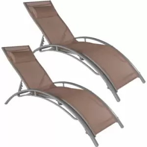 Image of Tectake Set Of 2 Alina Sun Loungers Brown
