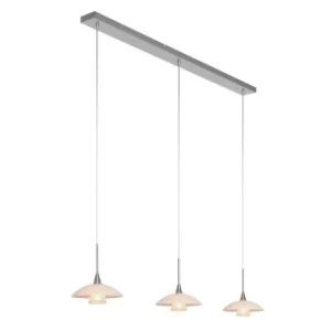 Image of Tallerken Straight Bar Pendant Ceiling Light Steel Brushed, Glass Shiny
