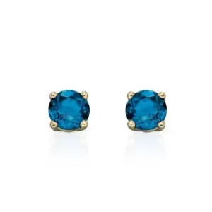 Image of JG Signature 9ct Gold London Blue Topaz Stud Earrings 4mm