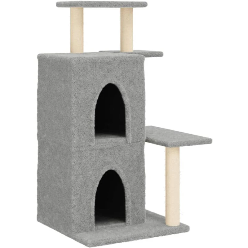 Image of vidaXL Cat Tree with Sisal Scratching Posts Light Grey 97 cm, Grey 172113