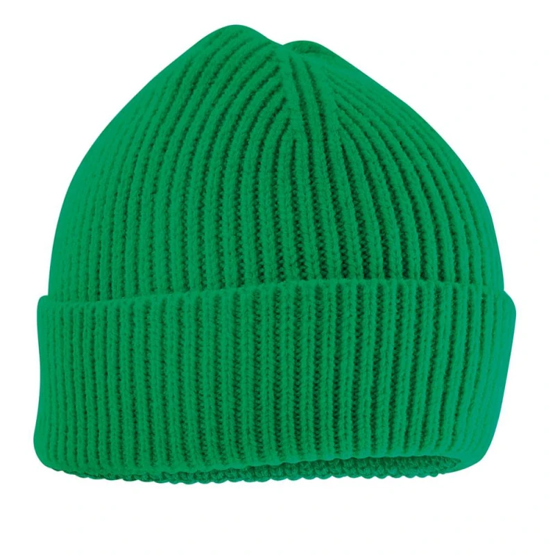Image of Beechfield Rib Knit Flexible Polyester Beanie with Wide Cuff in Green Green Unisex One Size