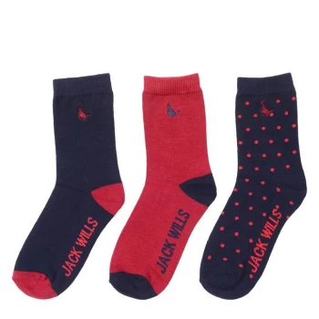 Image of Jack Wills Wills 3 Pack of Crew Socks Junior Boys - Multi