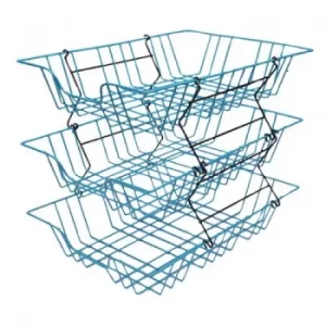 Image of Wire Filing Tray A4 Blue (W280 x D380 x H70mm Risers Available Seperately) 999BL