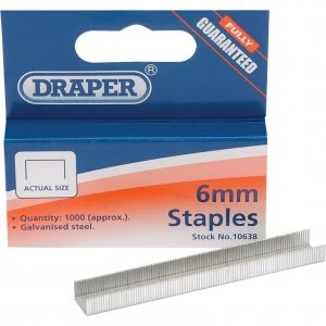 Image of Draper Steel Staples for 10637 Hand Tacker 6mm Pack of 1000