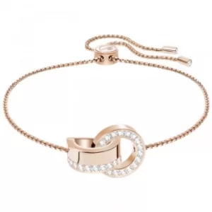 Image of Ladies Swarovski Rose Gold Plated Hollow Interlink Slider Bracelet