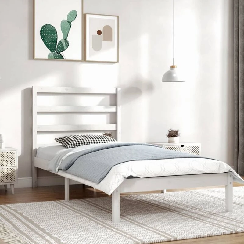 Image of VIDAXL Bed Frame without Mattress White 90x200cm Solid Wood Pine vidaXL 8720287036692