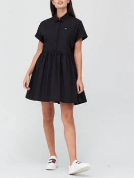 Image of Tommy Jeans Short Sleeve Shirt Dress - Black