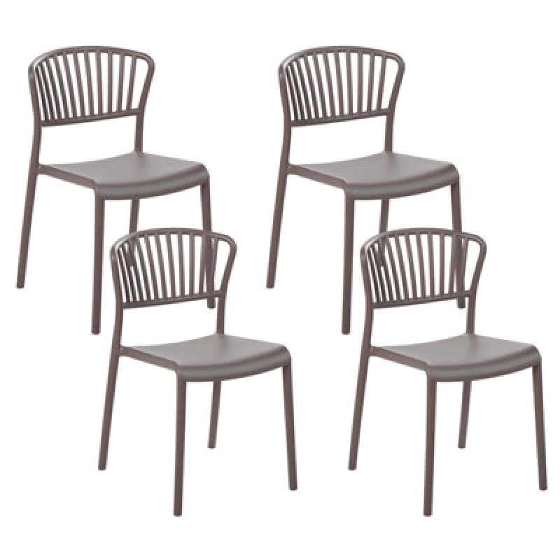 Image of Beliani Set Of 4 Garden Chairs Gela Taupe