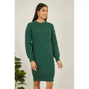 Image of Yumi Green Cable Knit Tunic Dress - Green