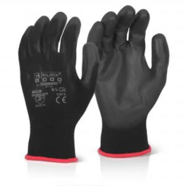 Image of Beeswift Pu Coated Glove Black M Box of 10 EC9NBLM BESWEC9NBLM