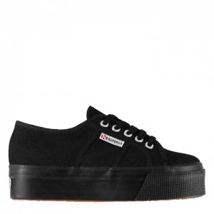 Image of Superga 2790 Platform Canvas Trainers - Full Black