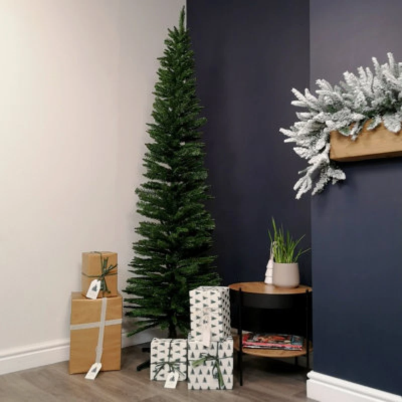 Image of Samuel Alexander 7ft (2.10m) Pencil Style Slim Artifical Christmas Tree in Green Green