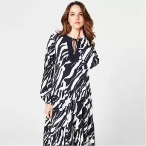 Image of Biba Smock Dress With Tie - Blue