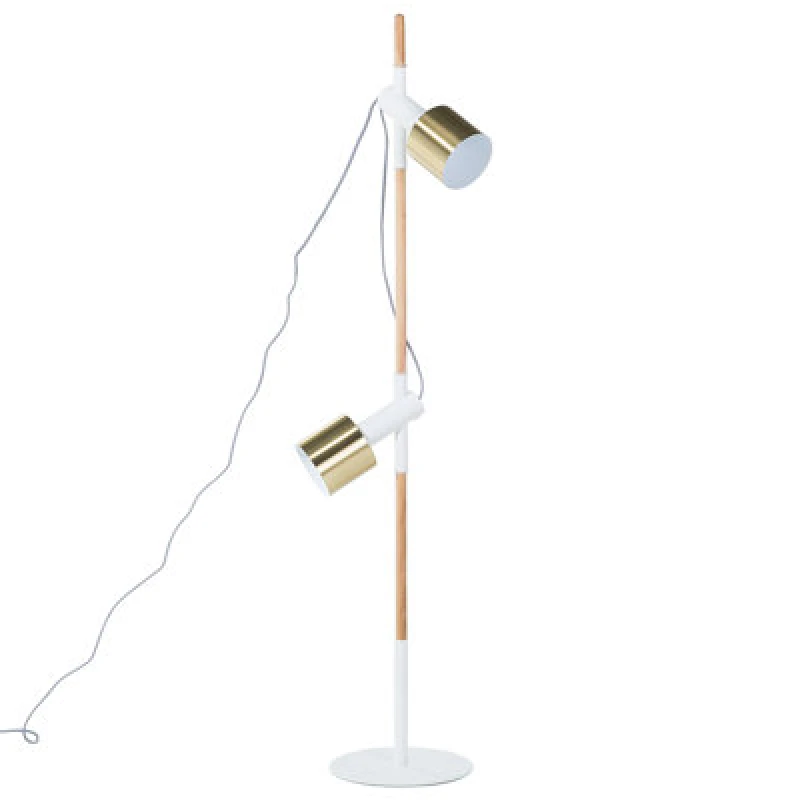 Image of Beliani Floor Lamp Owens Adjustable Ash Wood White