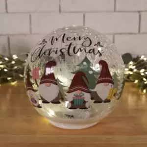 Image of 15cm Battery Operated Twinkling Warm White LED Crackle Effect Ball Christmas Decoration with Gonks