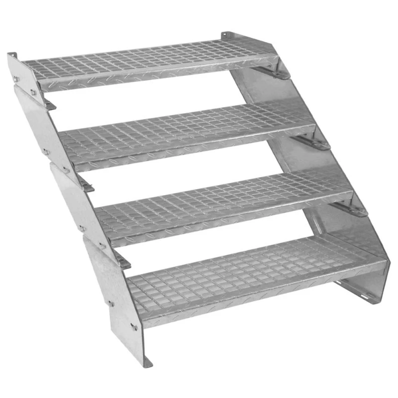Image of Monstershop Adjustable 4 Section Galvanised Staircase - 900mm Wide Silver