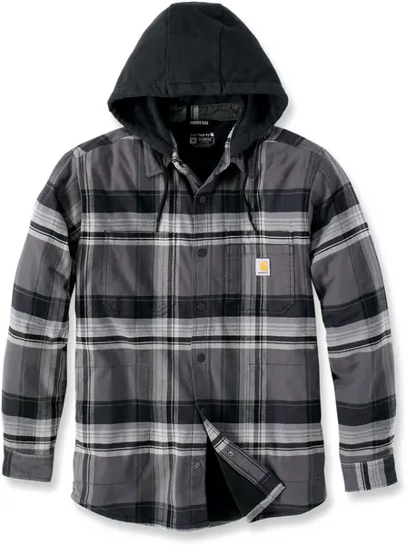 Image of Carhartt Rugged Flex Flannel Hooded Shirt, black, Size M