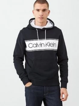 Image of Calvin Klein Logo Stripe Hoodie - Black