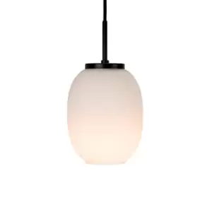 Image of Opal Small Pendent Lamp With Black Suspension 39cm