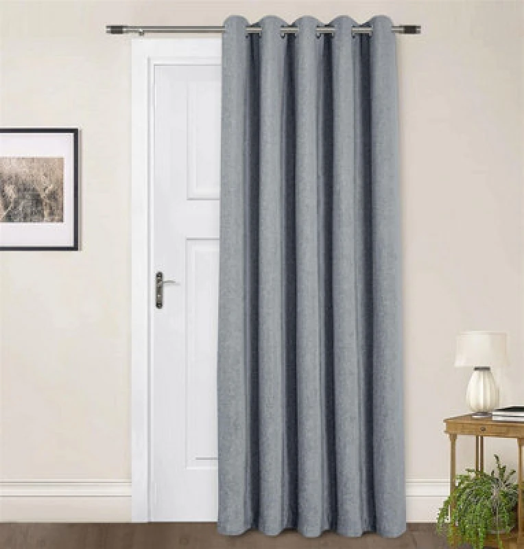 Image of Sundour Amberley Chenille Eyelet Door Curtain Grey