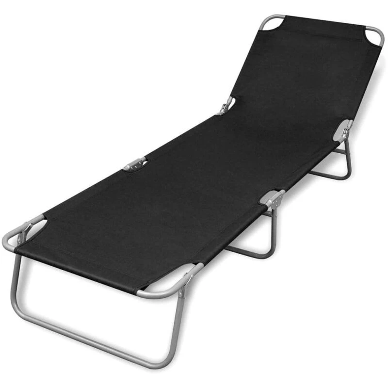 Image of Foldable Sun Lounger with Adjustable Backrest Black