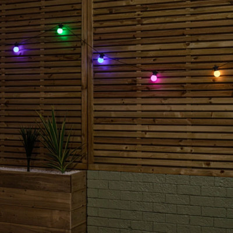 Image of Set of 10 Indoor Outdoor Connectable Party Festoon Lights with Multi-Coloured LEDs