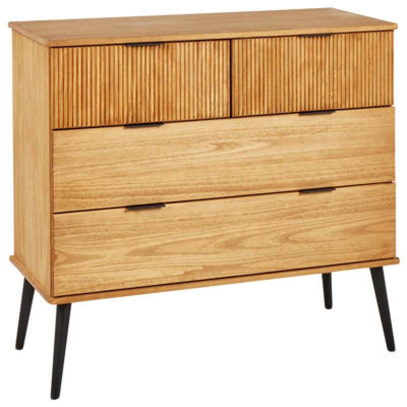 Image of Beliani 4 Drawer Chest Timmins Pine Wood Brown