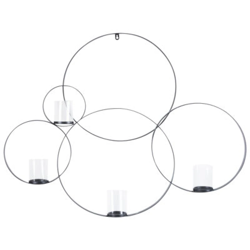 Image of Beliani Wall Candle Holder Buru Metal 80 Cm Black