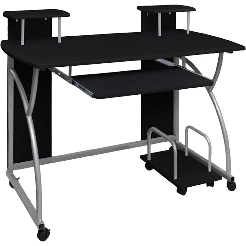 Image of Vidaxl Computer Desk Black 110X52X88.5cm Engineered Wood, Black 20582