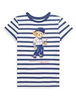 Image of Ralph Lauren Girls Stripe Bear T-Shirt - White, Size Age: 8-10 Years=M, Women